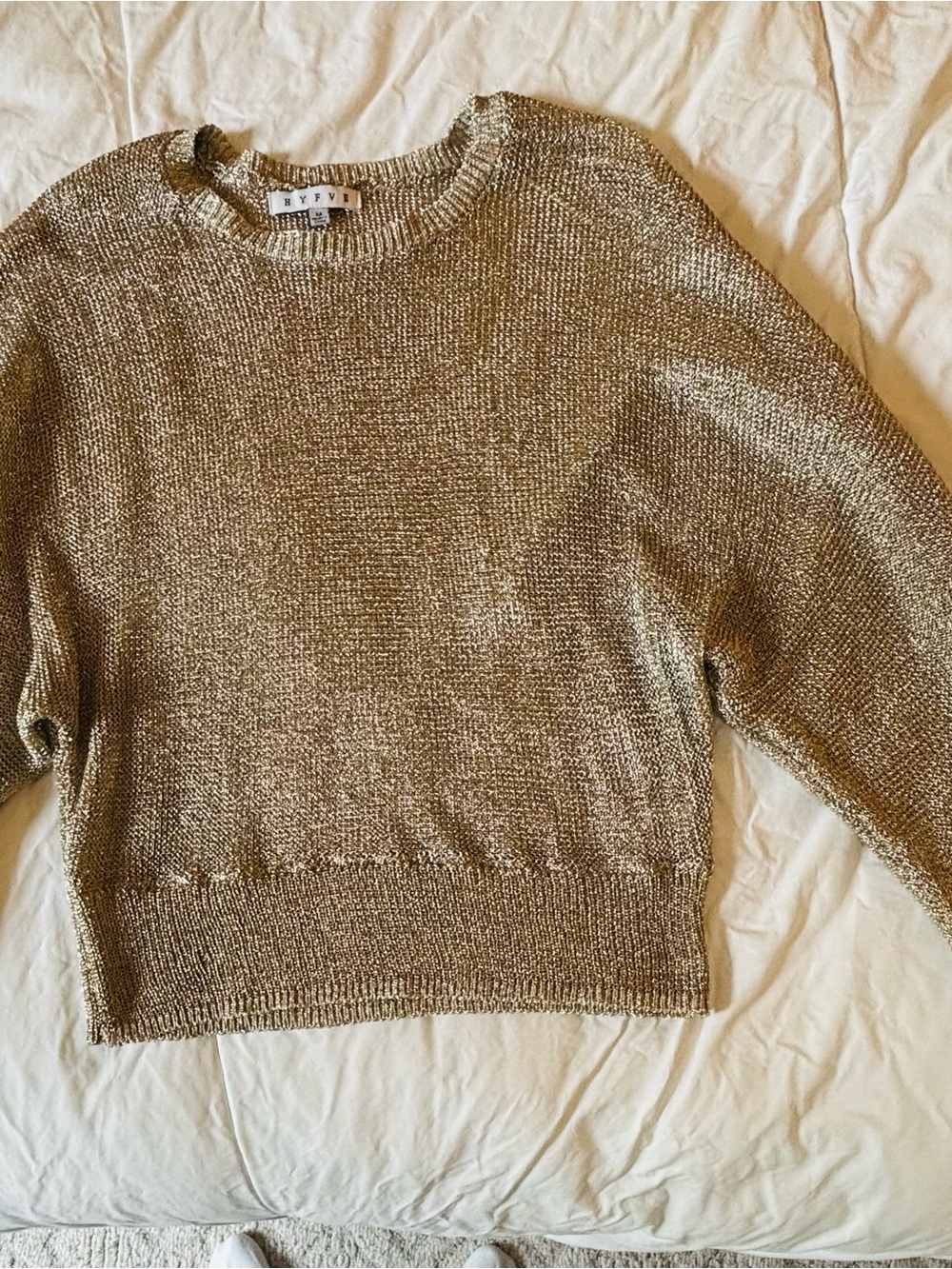 HYFVE Light Gold Metallic Crewneck Sweater - Picture 2 of 10